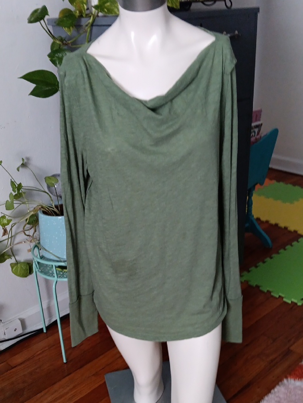 We The Free Olive Green Long Sleeve Top